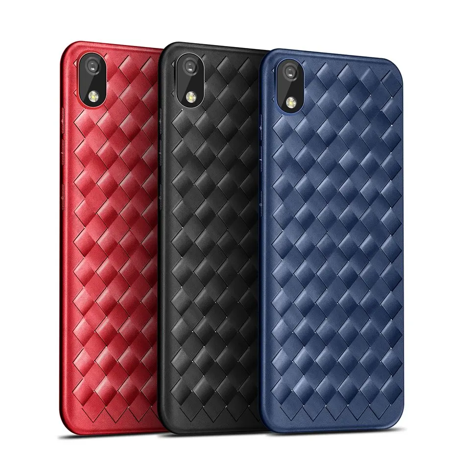 Тканый чехол с рисунком для телефона huawei y5 y6 y7 y3 2017 2018 винно-красный мягкий
