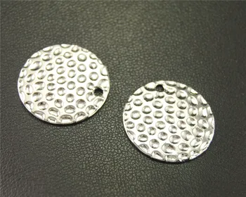 

25pcs Silver Color Hammered Round Charm Pendant DIY Necklace Bracelet Bangle Findings 22mm A1911