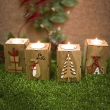 Подсвечник из дерева подсвечник рождественские декоративные фонари с висящей звездой Рождественская елка украшение свадебный домашний Декор подарок