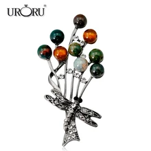 

URORU Brooch, Fashion Jewelry Womens Accessories Brooches Enamel Pin Gifts for Women with Colorful Tree of Life Bead