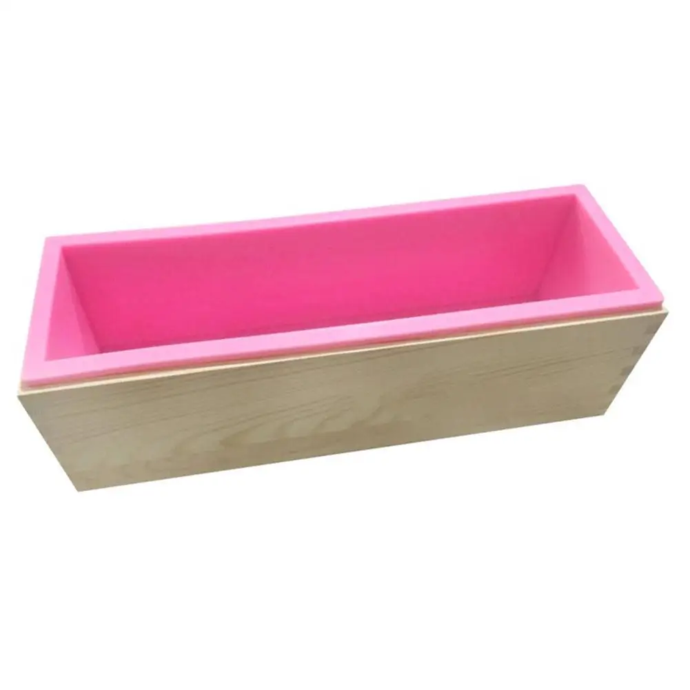 TPFOCUS 42 унции прямоугольное мыло силиконовые буханки формы деревянная коробка набор для изготовление мыла, свеч - Цвет: Pink 2 in 1