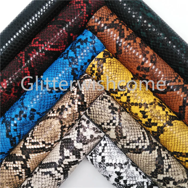 

Glitterwishcome 21X29CM A4 Size Vinyl For Bows Snake Python Synthetic Leather Fabirc Faux Leather Sheets for Bows, GM428A