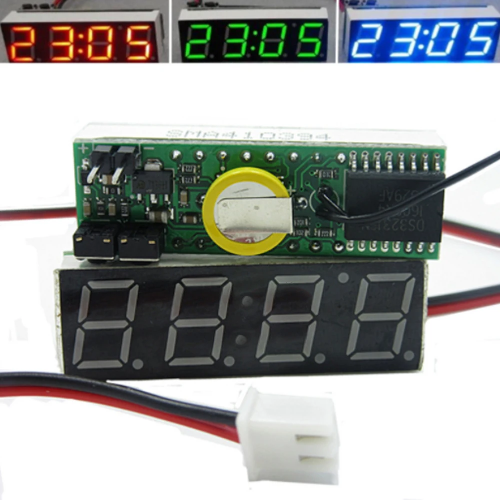 Электронный модуль 3в1 Авто Цифровой светодиодный термометр времени Вольтметр Часы