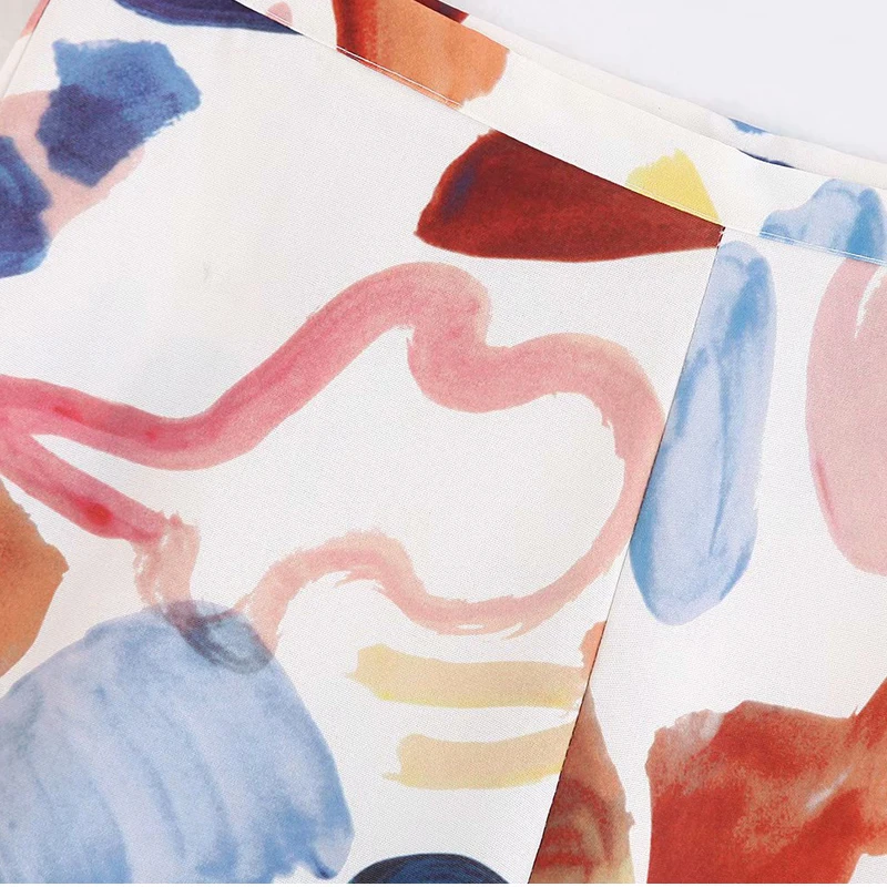 2019 Fashion Spring Summer Chiffon Wide Leg Pants Women High Waist Graffiti Print Loose Pants Elegant Office Ladies Trousers 2019 Fashion Spring Summer Chiffon Wide Leg Pants Women High Waist Graffiti Print Loose Pants Elegant Office Ladies Trousers