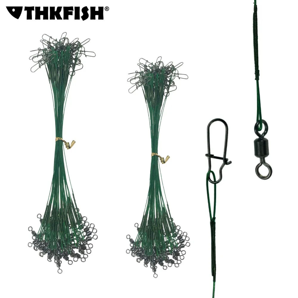 50Pcs 32lb 30pcs 35lb Fishing Line Steel Wire Leader With Rolling