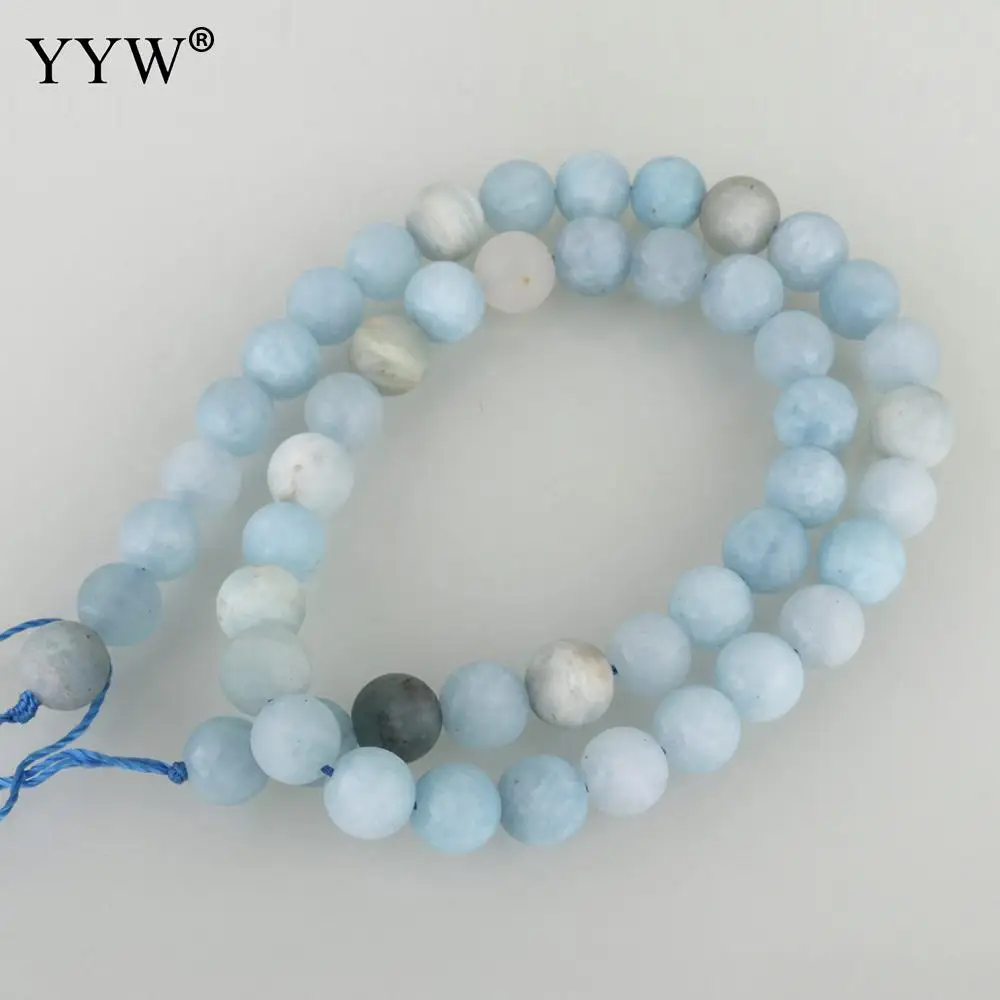 YYW натуральный камень Aquamarines бусины Круглые свободные 6 мм 8 10 12 для изготовления