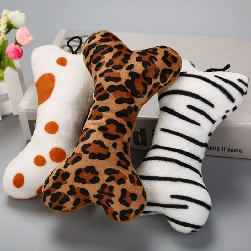 

Pet Dogs Soft Non-toxic Plush Bone Shaped Chew Squeaky Toys for Cleaning Teeth