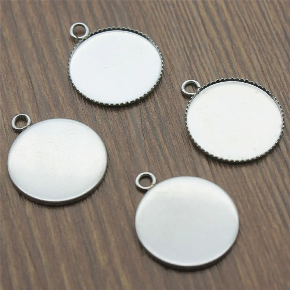 

10pcs 18mm 20mm 25mm 30mm Sawtooth Edge Cabochon Base Setting Pendant Tray Stainless Steel Material