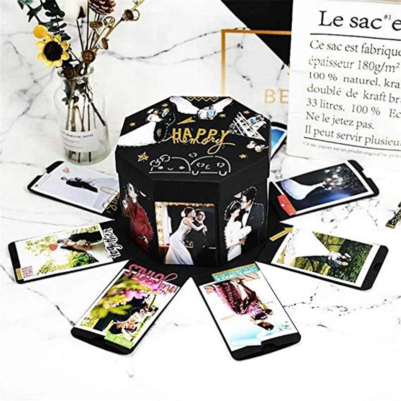 

DIY Photo Explosion Gift Box Surprise Unique Design Black Paper Creative Fashion Birthday Party