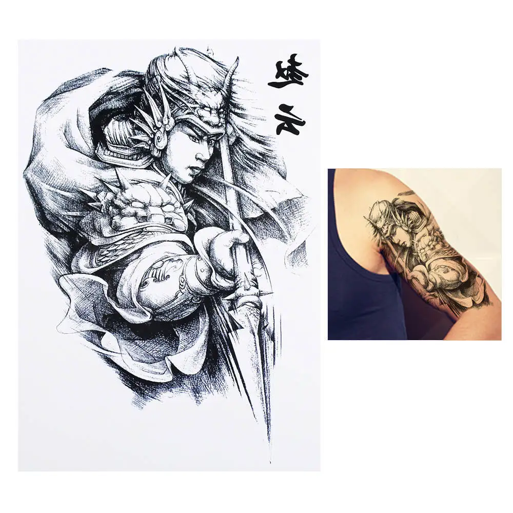1 шт сексуальный крутой Красивый японский самурайский воин женский мужской боди-арт Краска татуировки HB194 Размер 14,8x21 см временная татуировка наклейка