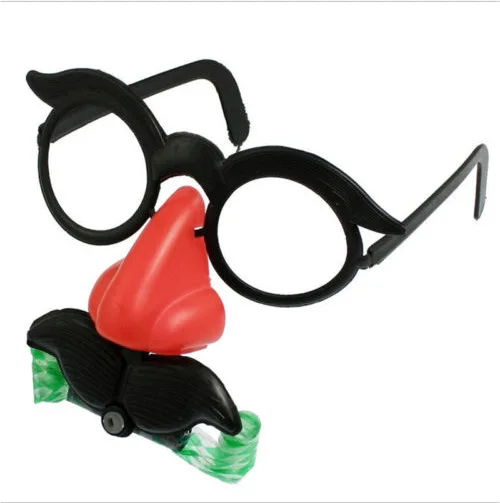 

Gags New Mustache False Nose Hair blow out dragon Clown Glasses Costume Ball Round Frame Nose Whistle Funny joke toys