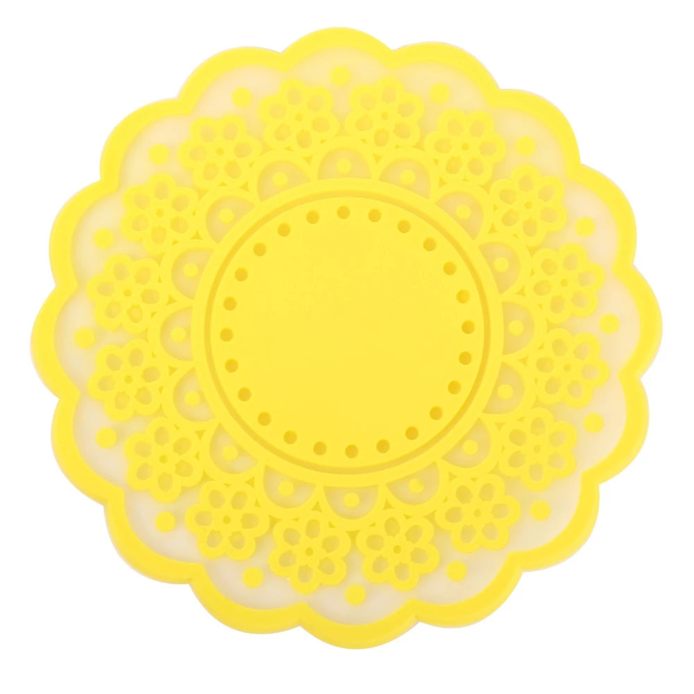 

Silicone Heat Resistant Non-slip Flexible Round Lace Flower Cup Coaster Pad, Desk Office Table Decoration.