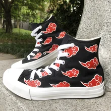 Вэнь обувь с ручной росписью Наруто Akatsuki красные облака кроссовки для подростков обувь для косплея Эспадрильи на плоской подошве Zapatillas