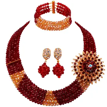 

Majalia Luxury African Jewelry Sets Wine and Gold ab Nigerian Wedding Crystal Necklace Bridal Jewelry Sets Free Shipping 55-18