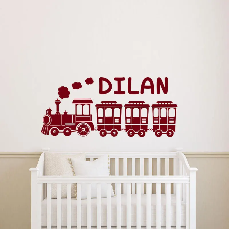 

Customizable name train pattern wall decals boys and girls children's room bedroom vinyl decorative cartoon wall stickers ER29