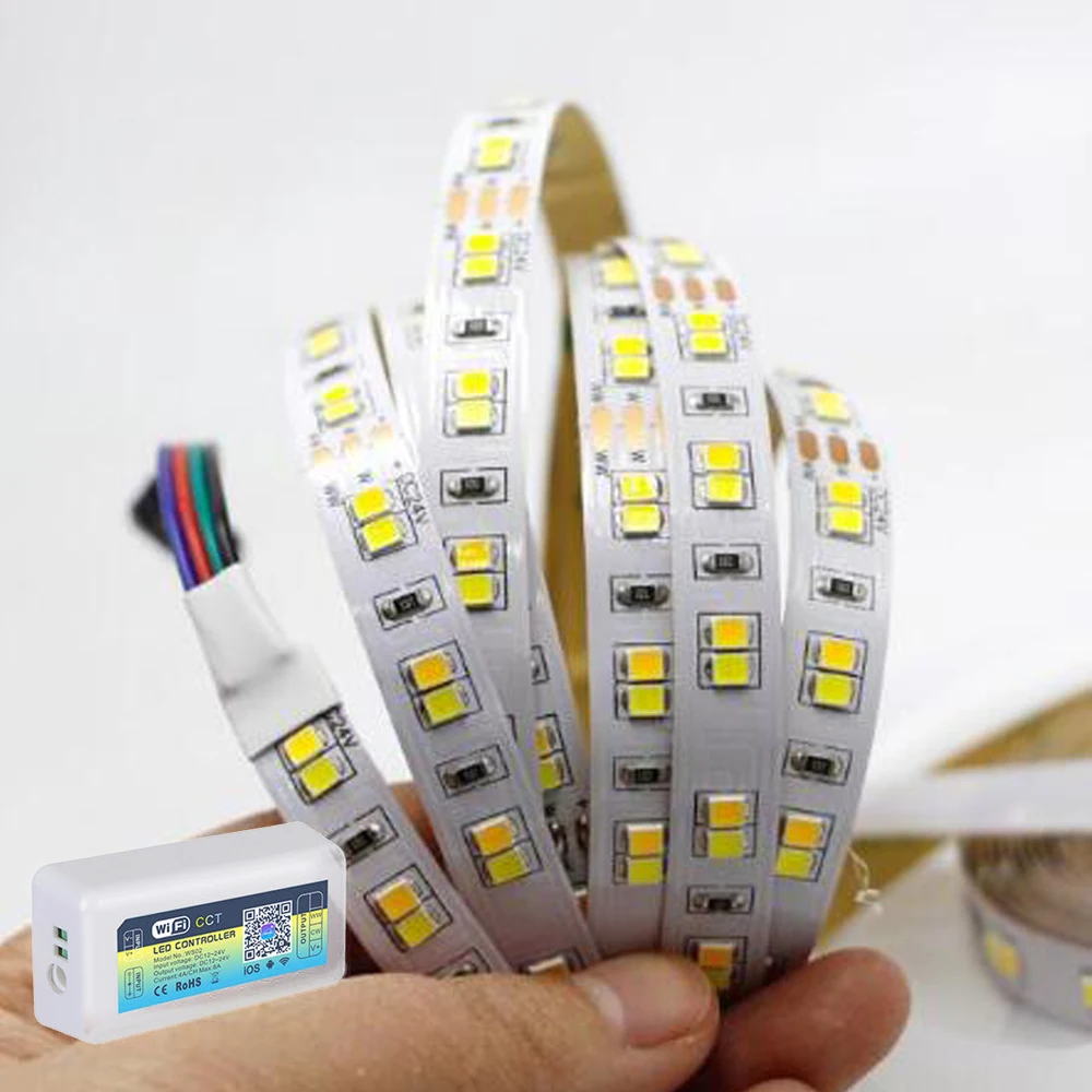24 В 5 м 10 двойной цвет CRI&gt 95 SMD2835 CCT светодиодные полосы света музыка WiFi alexa