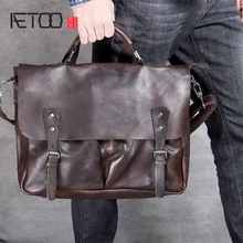 AETOO Classic head cowhide Postman bag vintage handmade men's shoulder crossbody bag leather laptop bag