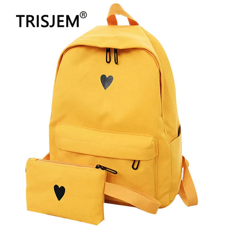 

Preppy Style Women Girls Canvas Backpack Teen Heart Casual Shoulder School Backpack Korean Style Rucksack Mochila Feminina 2019