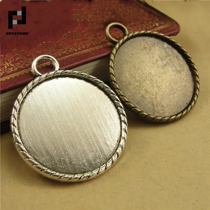 

BASEHOME 10pcs/lot 30mm Cabochons Bases Jewelry Settings Pendant Bezel Trays Fit 30mm Glass Cabochon Cameo DIY Necklace Making