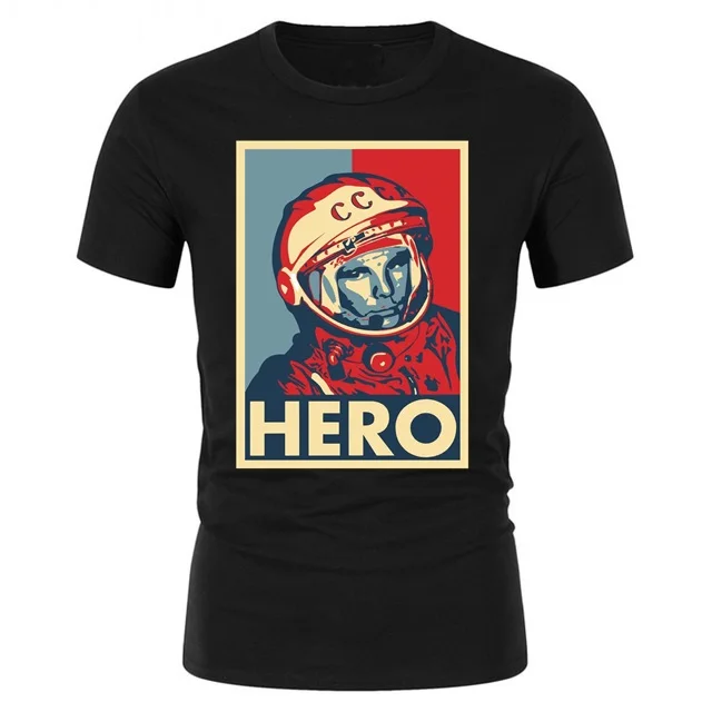 

Top mens t-shirt Russian CCCP HERO Yuri Gagarin Tshirt man sport Cotton T shirt Soviet Cosmonaut youth short sleeve tee shirts