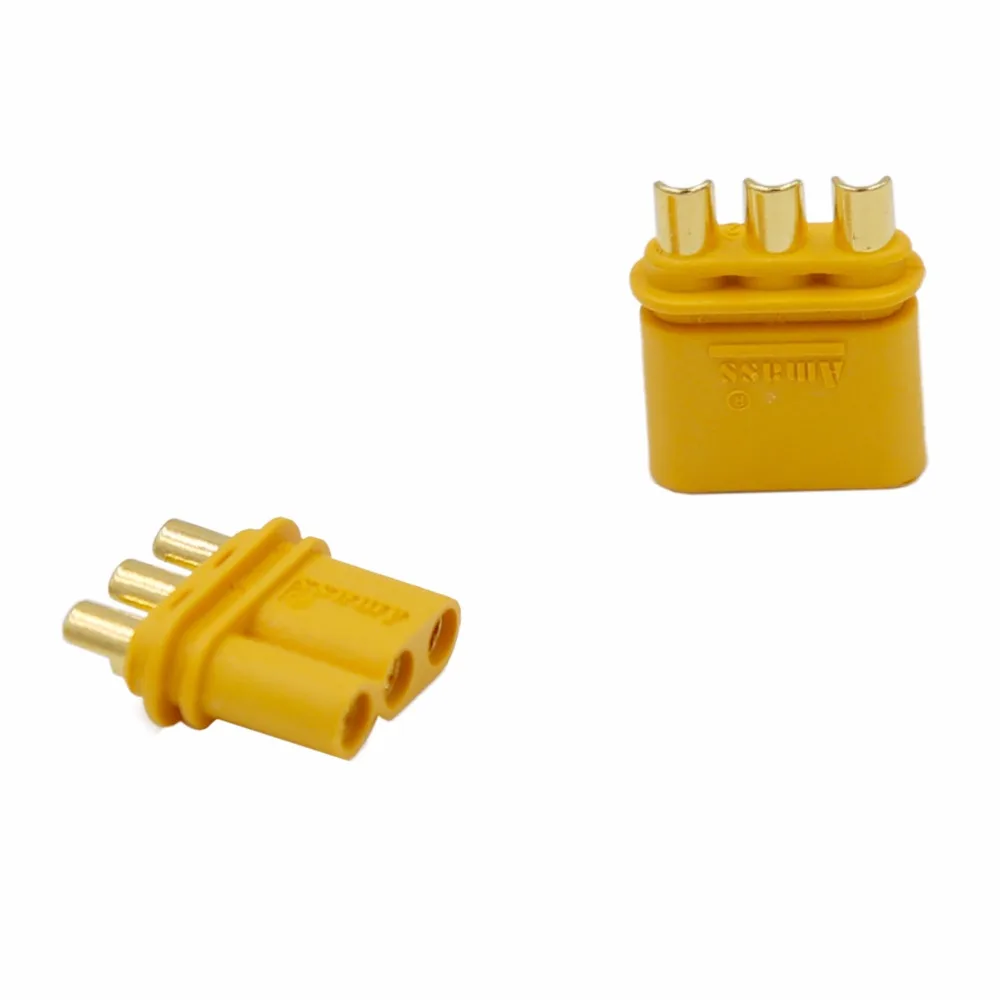 2x XT60H-F Plug DC supply XT60 female for cable soldered Colour yellow AMASS
