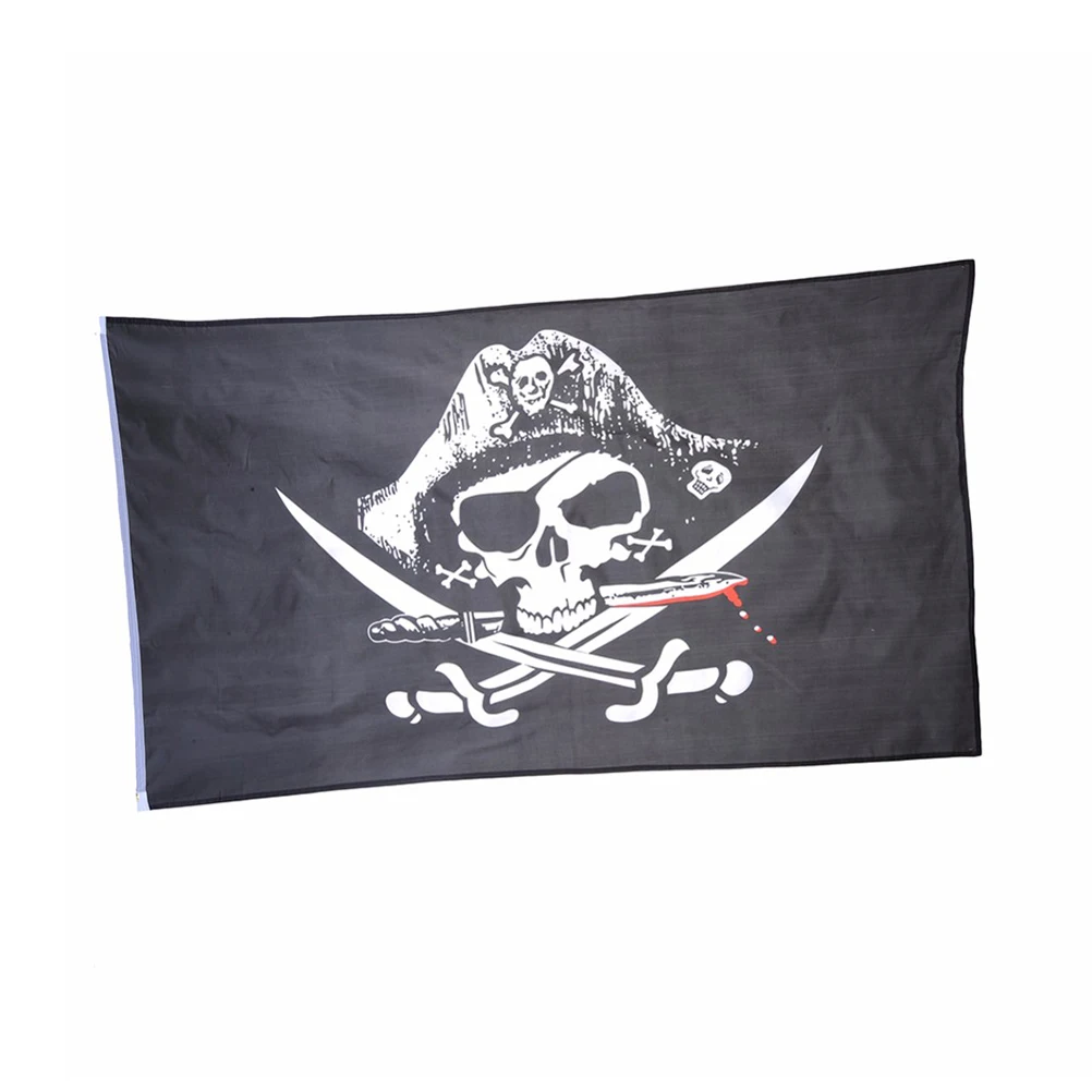 With Grommets Decoration Halloween Decor uge Feet Skull and Cross Crossbones Sabres Swords Jolly Roger Pirate Flags