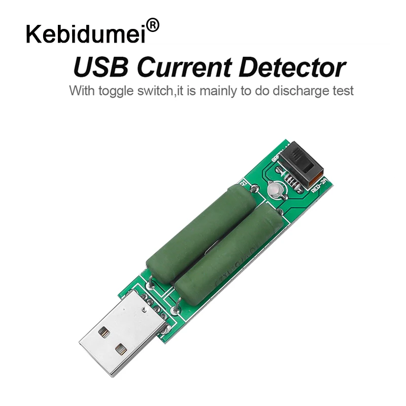 

kebidumei High quaity 1pcs Mini USB Discharge Interface Load Resistor Newest with Switch 2A 1A Green wholesale