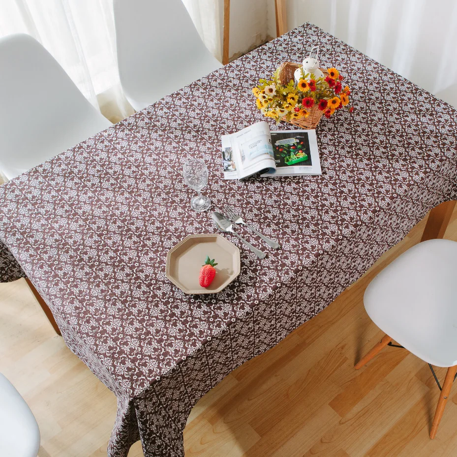 Buy Europe Style Coffee Tablecloth Cotton Linen