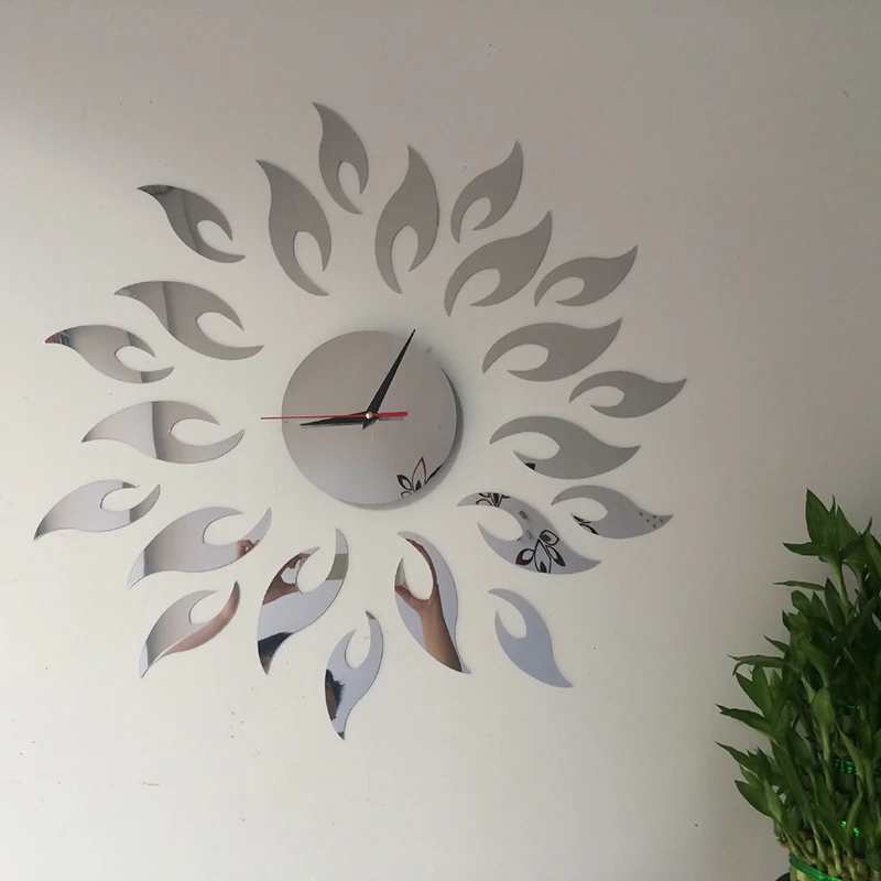 Съемные 3D акриловые зеркальные настенные часы Серебряное сердце бабочка искусство современный роскошный Дизайн Наклейка на стену декор для гостиной спальни