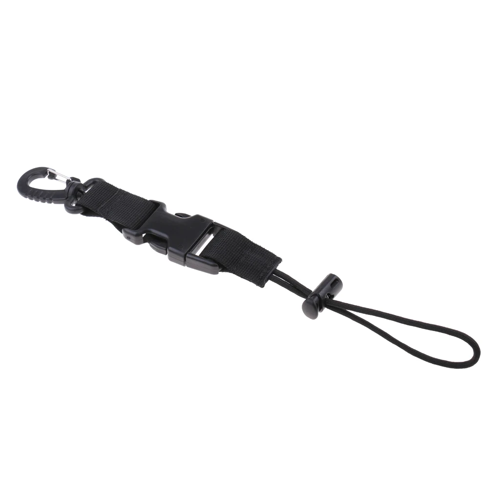 Underwater Scuba Diving Lanyard Camera Torch Light Holder Strap Quick Release Buckle Black Nylon Diving Equipment