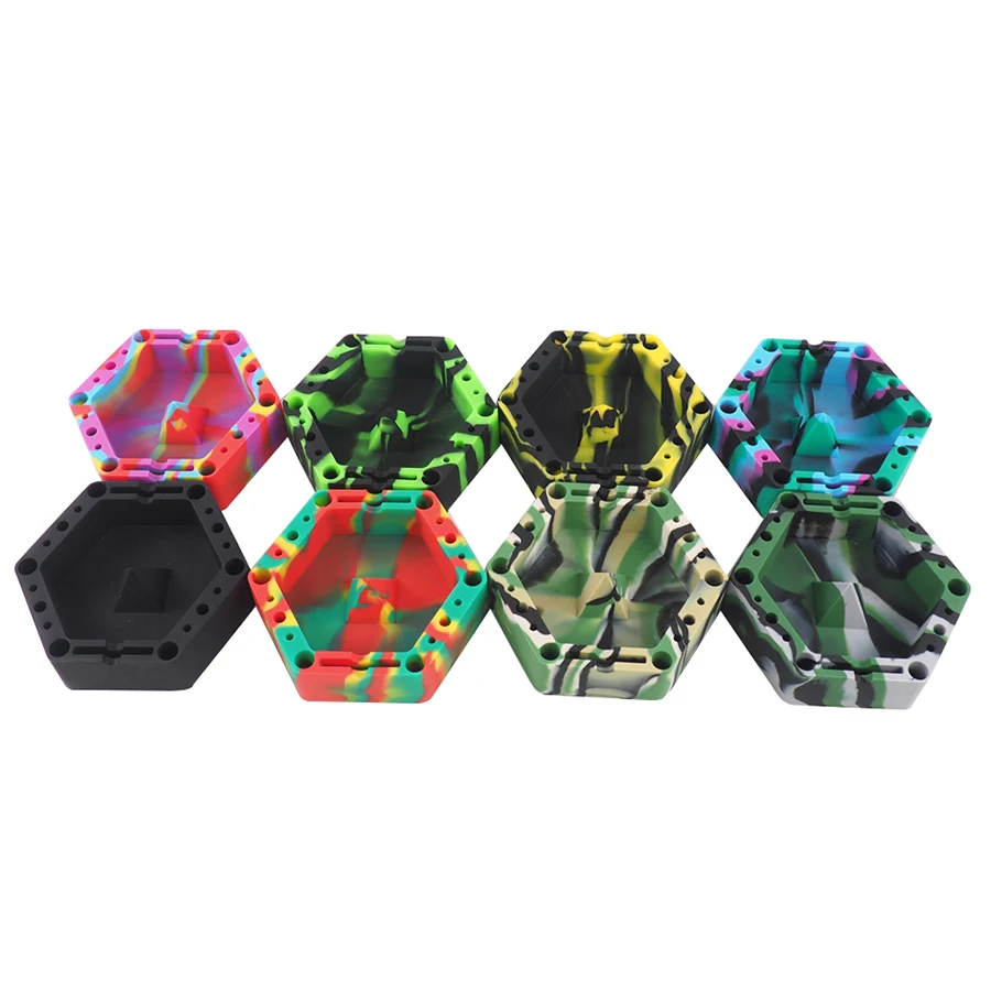 

Hexagon Silicone Premium Ashtray / Glass Friendly Tapping Center Unbreakable Shatter Heat Resistant portable ashtray