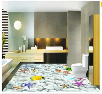 

3D three-dimensional shell starfish stone floor Walls Waterproof floor mural painting self-adhesive 3D floor