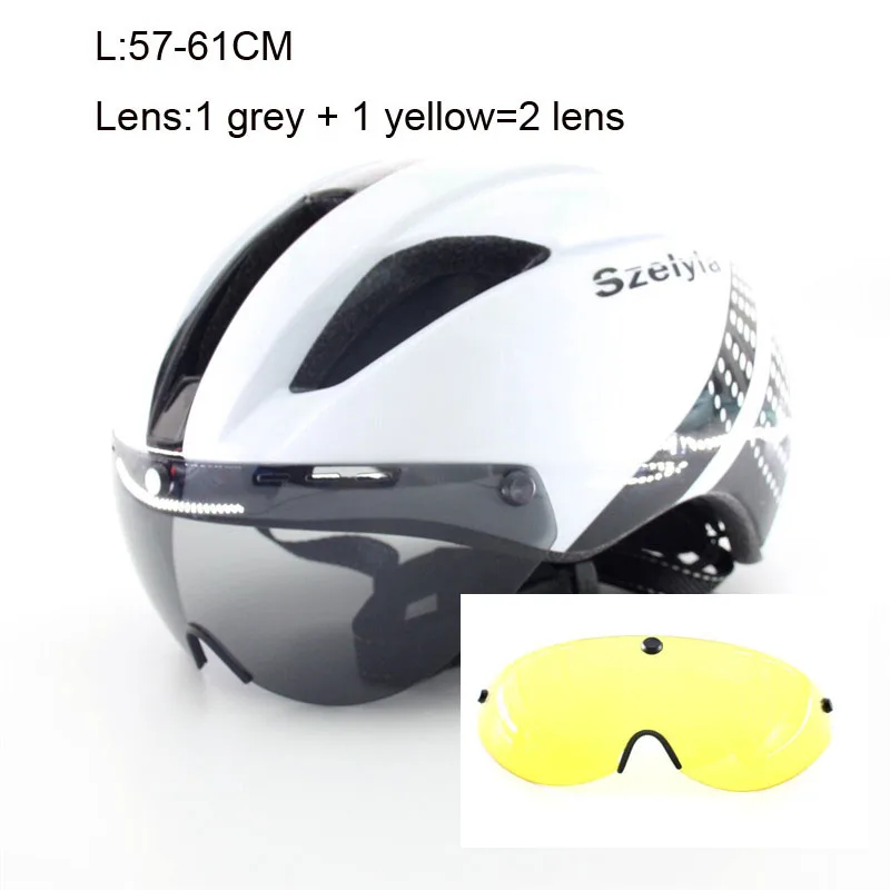 whtblk in greyelow Szelyia Велоспорт MTB горный велосипед шлем козырек Casco capacete да bicicleta Велосипедные шлемы солнцезащитные очки Велоспорт шлем линзы - Цвет: whtblk in greyelow