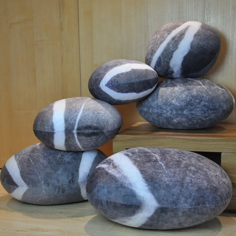 

2019 New Hot Creative 3D Simulation Stone Pillow Pebbles Cotton Back Cushion Lazy Creative Home Decor Funny Soft Pillow