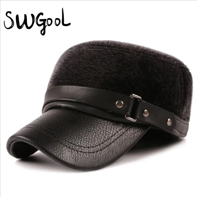 Кап зима теплая ухо бейсболки Плюшевые ПУ Краев шляпа крышки snapback для мужчин 2016 новый колпачок бесплатная доставка оптовая