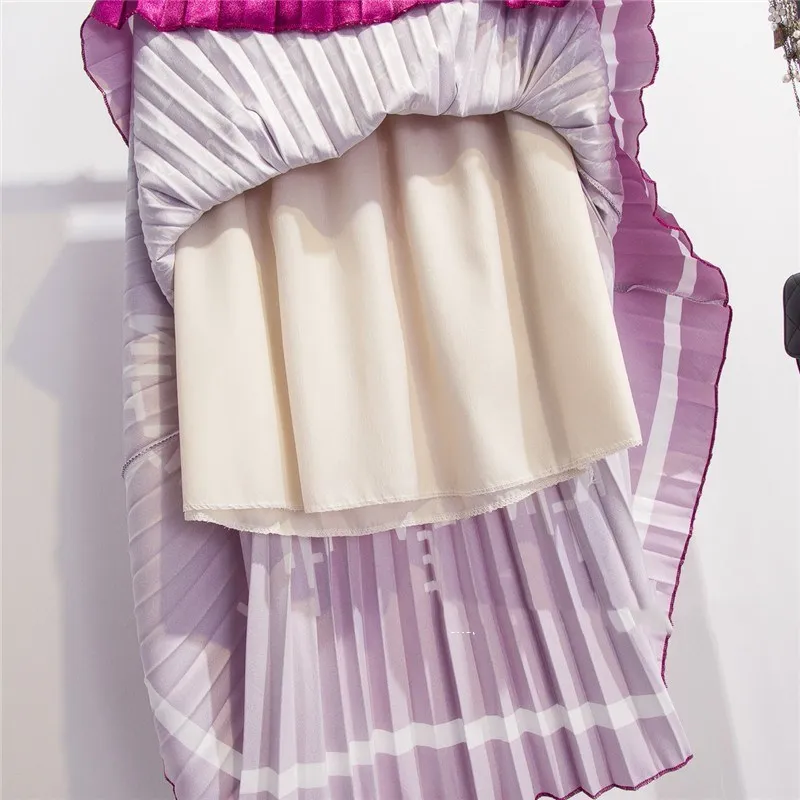 Женские богемные Сатиновые юбки с буквенным цветочным принтом, эластичные блестящие юбки средней длины на талии для пляжного отдыха