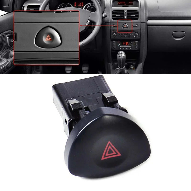 

Emergency Hazard Lights Warning Switch Button for Renault Clio MK II Hatchback 2001-2003 2005 Auto Interior Replacement Parts