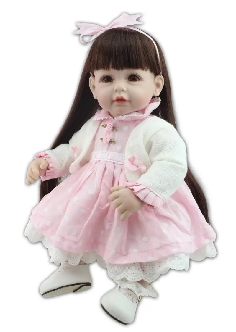 

Nicery 20inch 50cm Lifelike Reborn Baby Doll Girl High Vinyl Christmas Toy Gift for Children Smile Princess Pink Dresses