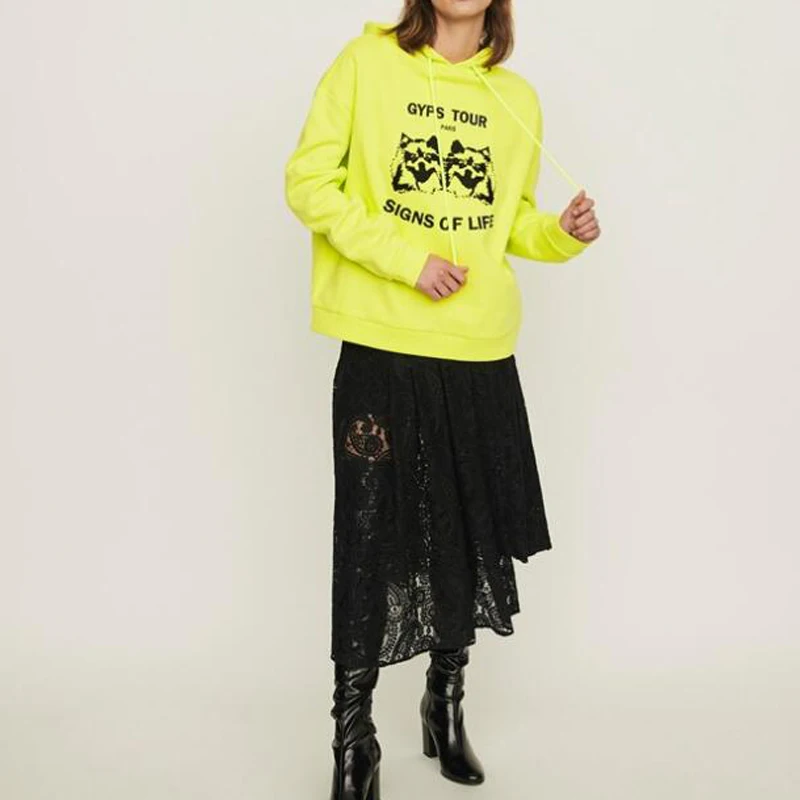 

2019 Autumn / Winter Alphabet Animal Drawstring Hooded Sweater