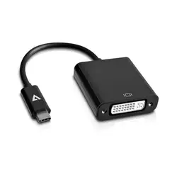 V7 USB-C мачо в DVI-D hembra adaptador негр, USB-C 3,1, DVI-D, Negro