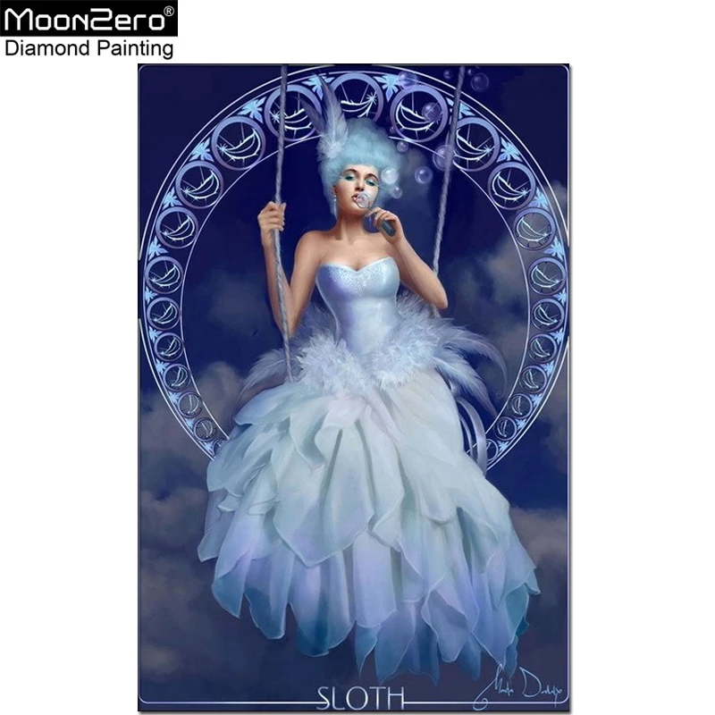 Full 5D Diy Square Resin Diamond Painting Cross Stitch Embroidery Blue Girl Spit Bubbles Handwork Handicraft Home Decor | Дом и сад