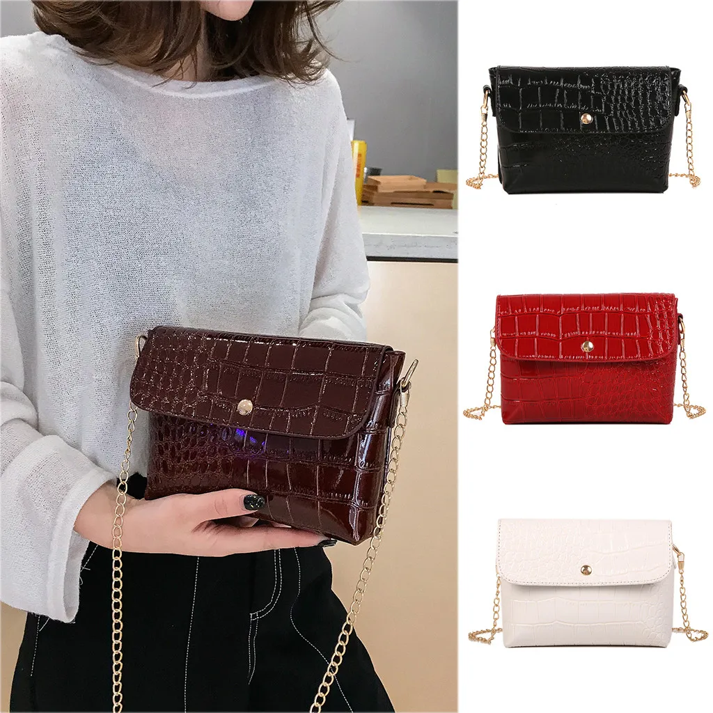 المرأة حقيبة غير النظامية الطباعة حجر نمط Crossbody حقيبة الكتف سلسلة أكياس