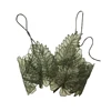 Vêtement Transparent pour femmes, tenue camisole Sexy, réservoir brodé avec feuilles Organza, Top court, débardeur ► Photo 2/6