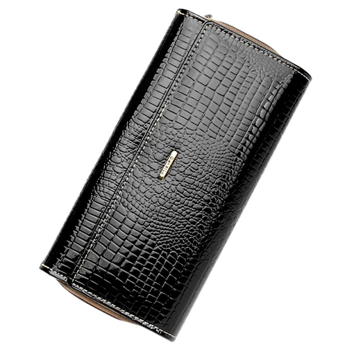 

5 pcs of Qian Xi Lu Patent leather Fashion Women 3 Pleats Long Wallet Zipper Pocket Card Holder Wallet