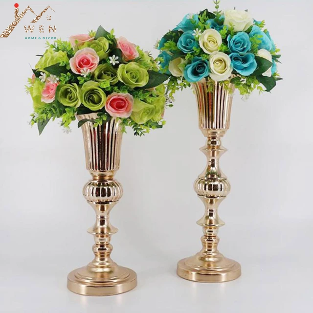 Gold Tabletop Vase Metal Flower Road Lead Wedding Table Centerpiece Gold Tabletop Vase Metal Flower Road Lead Wedding Table Centerpiece Flowers Vases For Marriage And Home