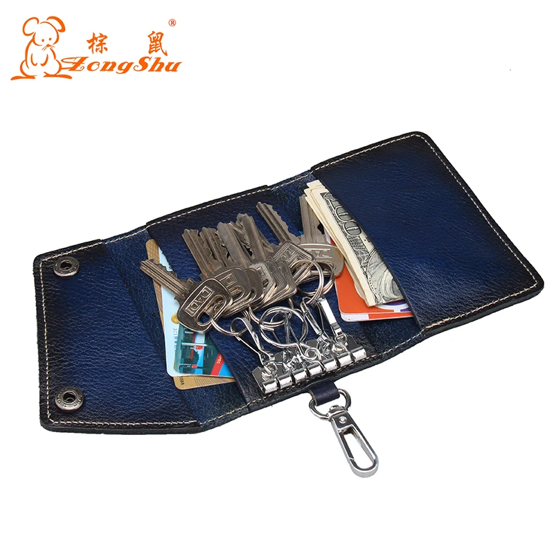 

Zongshu 2018 New Designer Key Holder Genuine Cow Leather Fashion Key Bag Luxury Brand Solid Key Wallet (customization available)