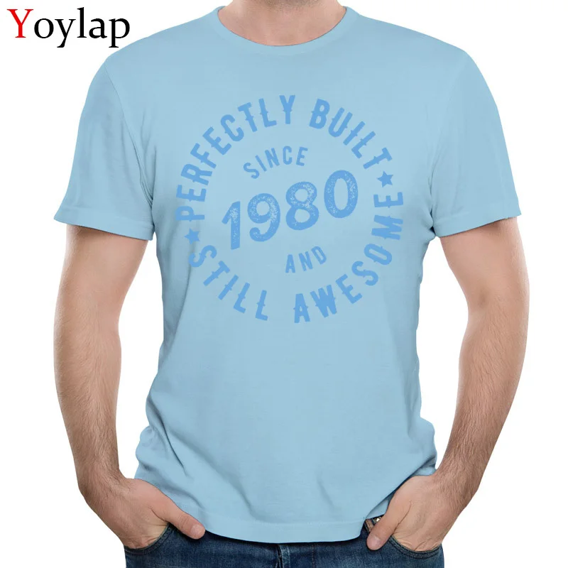  Mens T Shirts Printed On Print Short Sleeve Summer/Fall Tops Shirt Latest O Neck 100% Cotton Tee-Shirt Printed light blue