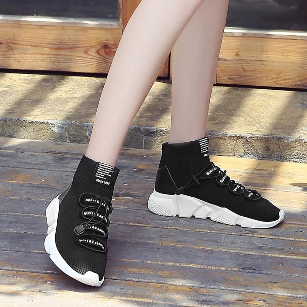 Осенняя прогулочная обувь Unsex Старый Школьный носок в форме Легкая спортивная обувь кроссовки дышащие без шнуровки сетчатый верх