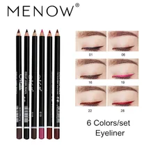 Бренд MENOW, 6 цветов/набор, подводка для глаз, подводка для глаз, карандаш, стойкий, водостойкий, легко носить, карандаш для бровей, макияж глаз, набор инструментов