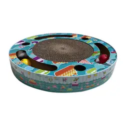 Scratch Drum Box кошки Scratch Turntable доска коготь игрушка с 2 Чейз шары головоломка полезные инструменты счастливая продажа для каждого кота